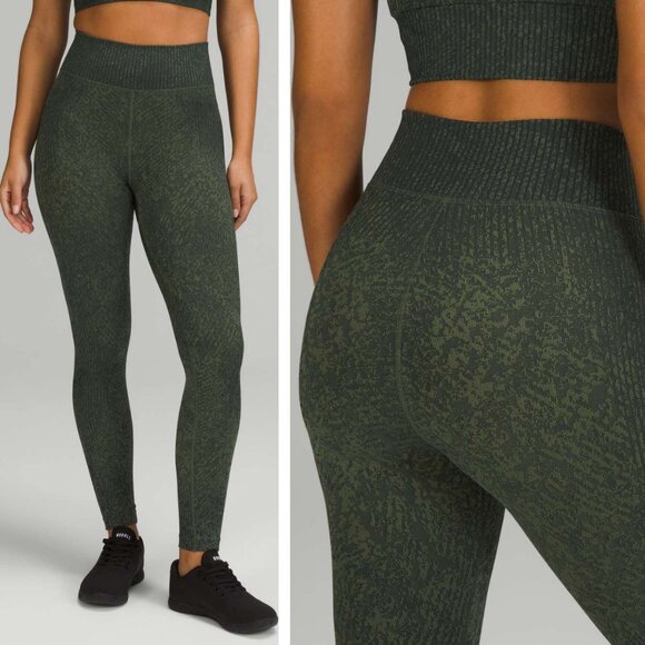Lululemon Ebb to Train Super-High-Rise Tight 25" In Pattern Mix Green Twill 0 - Picture 1 of 8